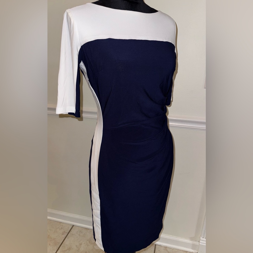 Lauren Ralph Lauren Navy & White Colorblock Sheath Dress – Size 6